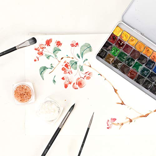 Cozii Art Paint Brushes Set, 15 Different Sizes Acrylic Paint Brushes + 1 Painting Knife + 1 Sponge for Acrylic Oil Watercolor and Gouache Paint, Perfect for Artists, Kids, Adults