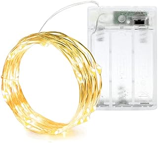Battery 2M 20 LED Silver Wire Fairy String Lights Firefly Lights DIY Decoration with Timer for Bedroom Jars Christmas Wedding Party Festival Outdoor Camping - Warm White