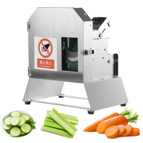 RUODATONLY Cortador Verduras eléctrico para hostelería, Cuerpo de Acero Inoxidable 201, Grosor Ajustable de 1,5 a 35mm, Grosor Regulable, Capacidad 180kg/h, para restaurantes, comedores Escolares