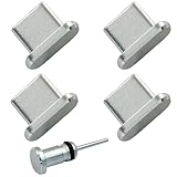 Hitefu 4 Packs USB C Port Cover, Silicone Charging Port Plug, Silver Type C Dust Plug Compatible with iPhone 15,16 Series, Galaxy S24-S21, Other USB C Port