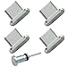 Hitefu 4 Packs USB C Port Cover, Silicone Charging Port Plug, Silver Type C Dust Plug Compatible with iPhone 15,16 Series, Galaxy S24-S21, Other USB C Port