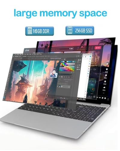 Image of MYW Laptop Computers,15.6 inch IPS 1080P Screen,N5095 Processor 4C 4T Up to 2.9Ghz 16GB RAM 256GB SSD, Latops with Fingerprint Recognition Backlit Keyboard,WiFi,USB 3.0, Webcam, HDMI