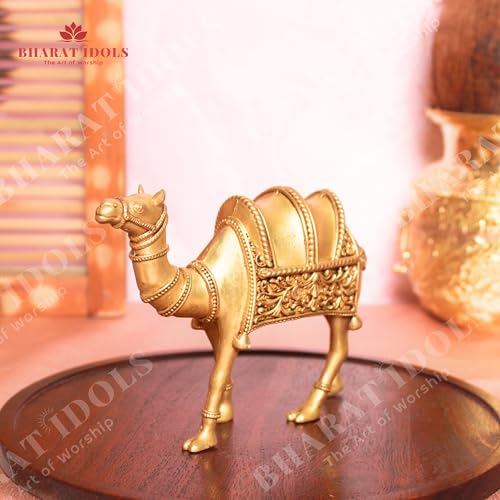 Image of 100% Pure Brass Camel Statue - Single | Decorative Camel Idol for Home Decor, Vastu, Office Table & Rajasthani Showpiece | Pack of 1 Piece