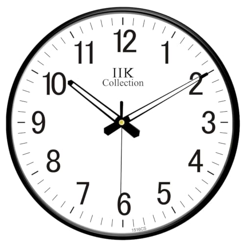 Image of IIK Collection 12-Inch Plastic Designer Analogue Sweep Silent (No Tic-Tic Sound) Quartz Movement Round Wall Clock for Home, Wall Clock for Living Room, Bedroom, (30 Cm X 30 Cm X 6 Cm), Multicolor