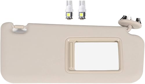 SCITOO Conjunto de visera solar para el lado derecho del pasajero beige 74320-42501-A1 con luz blanca para placa de matrícula compatible con Toyota