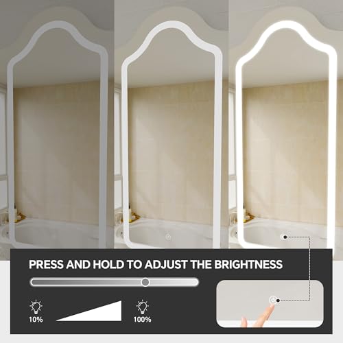 Armario de medicamentos con espejo LED de tres posiciones para baño, montaje en pared o empotrado, con luces integradas y espejo, estantes ajustables, 3 colores ajustables, blanco miniatura 5