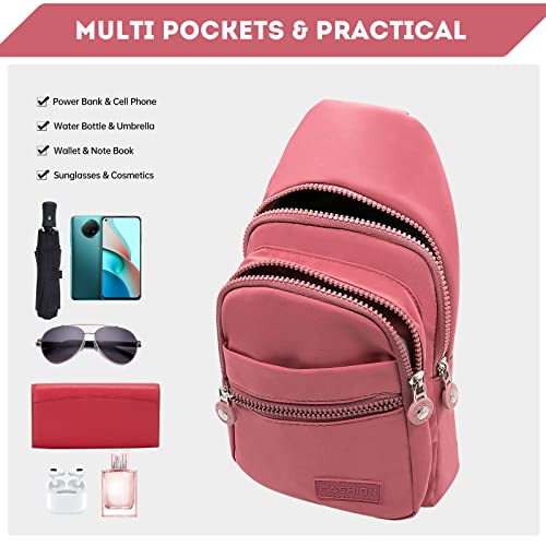 Long Keeper Sling Chest Bag - Women Men Waterproof Crossbody Backpack Traveling Running Hiking Shoulder Daypack Bag (Pink) #TOP5