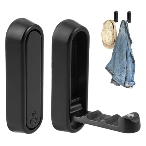2 Pièces Folding Wall Hooks Noir, Crochet de Porte Pliable et Extensible, Porte Manteau Mural Rétractable, Aluminum Wall Hook, Patère Pliable pour Bureau,...