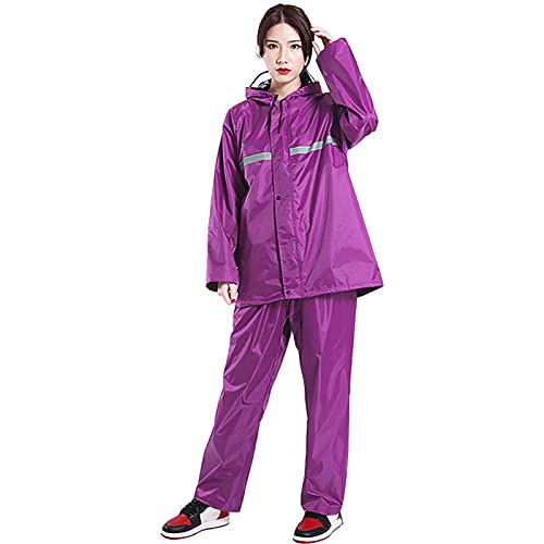 2pcs Hooded Coat & Pant Rain Suit for Women Men Outdoor Waterproof Rain Gear with Reflective Strip2