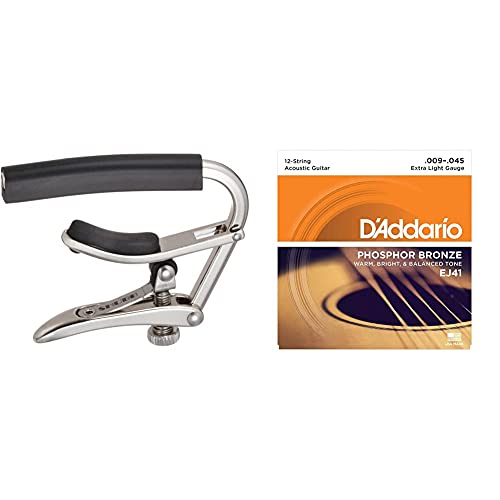 Shubb C3 Capo standard pour Guitare 12 cordes Naturel & D’Addario EJ41 Cordes en bronze phosphoreux pour guitare… - Les Beatles, Paul McCartney, John Lennon, RIngo Starr, George Harrison Shubb C3 Capo standard pour Guitare 12 cordes Naturel & D'Addario EJ41 Cordes en bronze phosphoreux pour guitare…