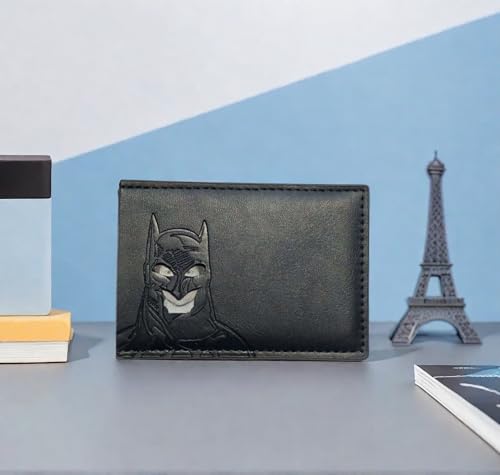 Leather Soft Style Black Bat Wallet ID for Men and Woman, Superhero Design, Bat eyes, Multi Card Slots, wallet gift. Unisex and all ages wallet, 100% leather Style2