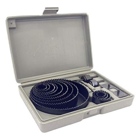 Hole Saw Kit 16 pieces 3/4-5 Full Set in Case with Mandrels and Install Plate by EDMBG Cover