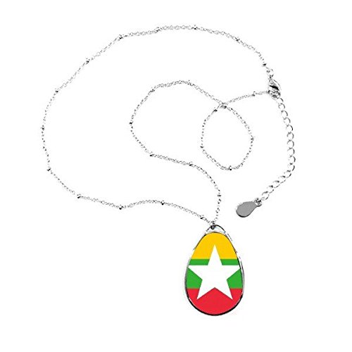 Collier drapeau Myanmar à offrir en cadeau, pendentif souvenir d'Asie
