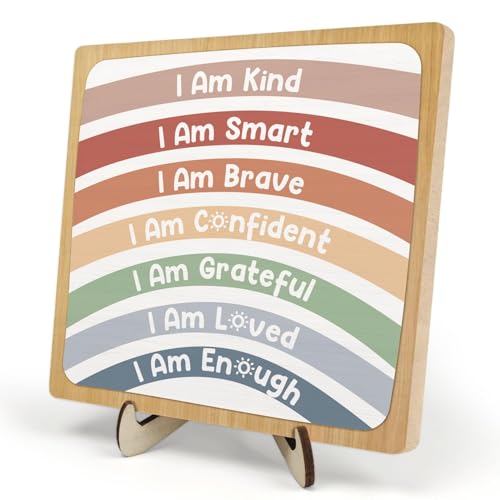 Positive Affirmations I am Kind Smart Loved Wooden Plaque Sign,Inspirational
