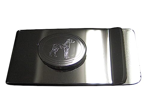 Kiola Designs Silver Toned Oval Etched Dalmation Dog Money Clip