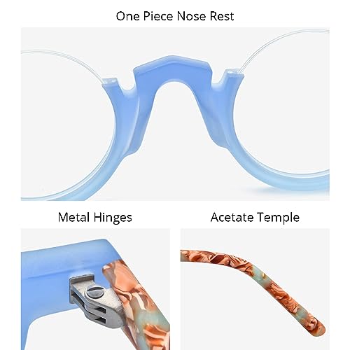 Image of HEPIDEM Matte Multicolor Acetate Glasses Frame Women,Semi Rimless Round Optical Eyeglasses