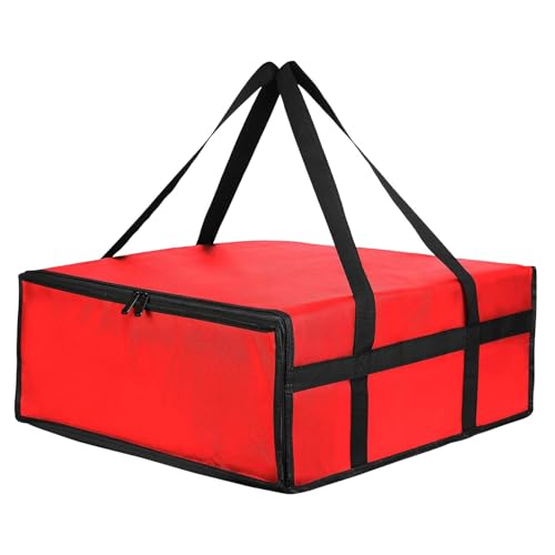 Qianly Insulated Pizza Carrier Delivery Bag Reusable Sturdy with Dual Zippers for Hot or Cold Food Thermal Pizza Box, 50cmx50cmx15cm