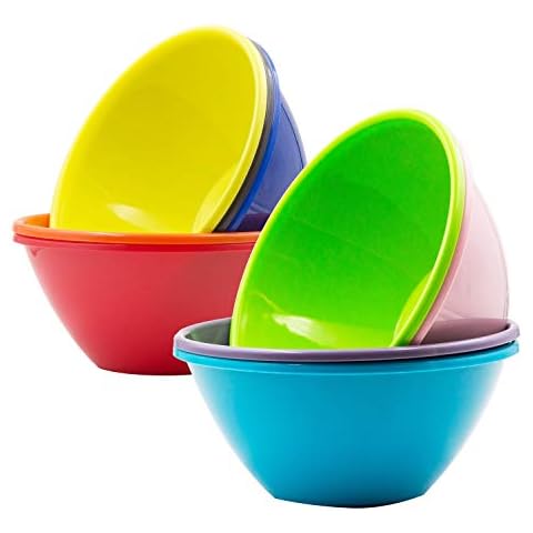Youngever 32 Ounce Plastic Bowls, Large Cereal Bowls, Large Soup Bowls, Set of 9 in 9 Assorted Colors Cover