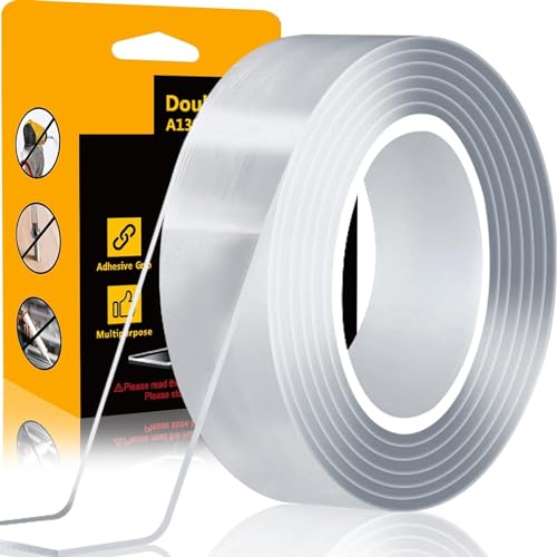 Image of ECLET Nano Double Sided Tape, Multipurpose Super Sticky Gel Grip Mounting Tape, Washable, Reusable, No Residue, for Home & Office, 2mm Thick, 1.2 Inch Wide, Transparent (3 mtrs)