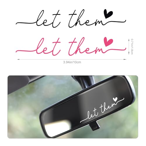 Image of 3pcs Let Them Rearview Mirror Stickers, Vinyl Funny Rear View Decals Positive Affirmation Car Label Car Decor Accessories Gifts for Women(3 Colors)