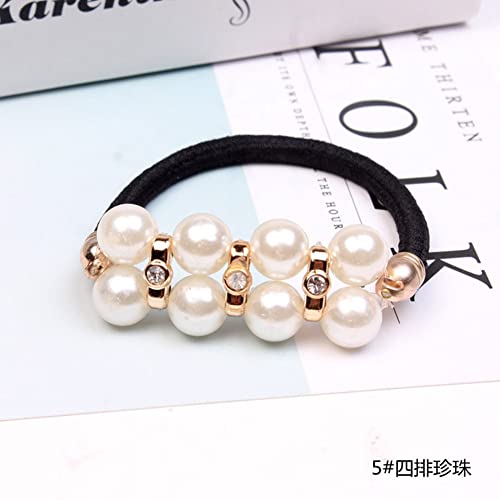Lovef 8 Pcs Boutique White Pearl Hair Rope Headband All-Match Ponytail Holder Hair Ring Elastic Rubber Band Headwear Appeal Hair Tie Hair Beauty Headdress Hair Accessories #TOP2