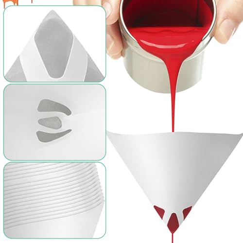 Image of Serplex 100Pcs Paint Paper Funnel Filters, 100 Mesh Singhle Use Paint Strainers, Fine Cone-Shaped Paper Filters for Automotive Spray Gun, Car Paint, and Varnish Filtration
