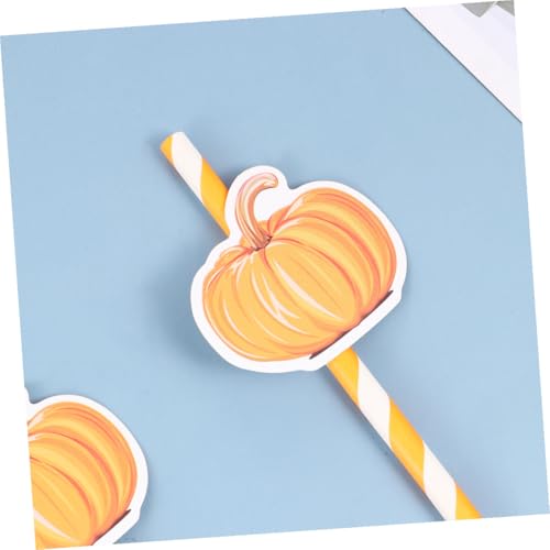 40 pitillos de papel naranjas con diseño de calabaza miniatura 4