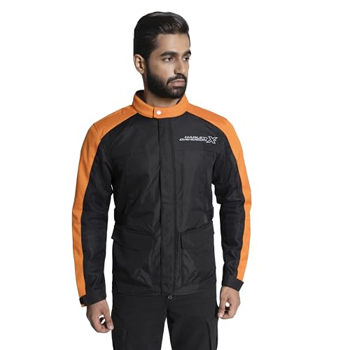 Image of HARLEY-DAVIDSON X TourX Edge Riding Jacket | 100% Polyester with Breathable Mesh Lining | Reflective Prints, Mandarin Collar & Contrast Piping | Durable, Lightweight & Stylish Motorcycle Jacket