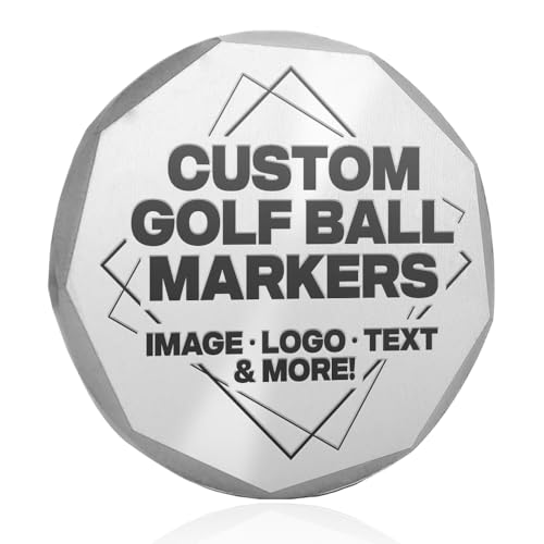 Custom Golf Ball Markers - 1.25' Inch Laser Engraved Heavy Weight Beveled Milled Edge Golfing Marker Coin With Customizable Text Image Logo Brand - Gift For Him Sports Fans (Stainless Steel)