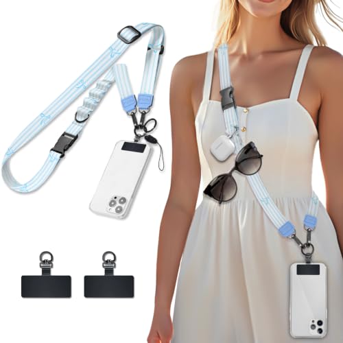 Image of Icycay Phone Lanyard Crossbody Strap Neck Adjustable Teacher Women Striped | for Cell Phone Case Keys ID Badges, Anti Theft, Multifuctional, Cute Phone Holder, Travel Hiking Essential Accessories, Gifts