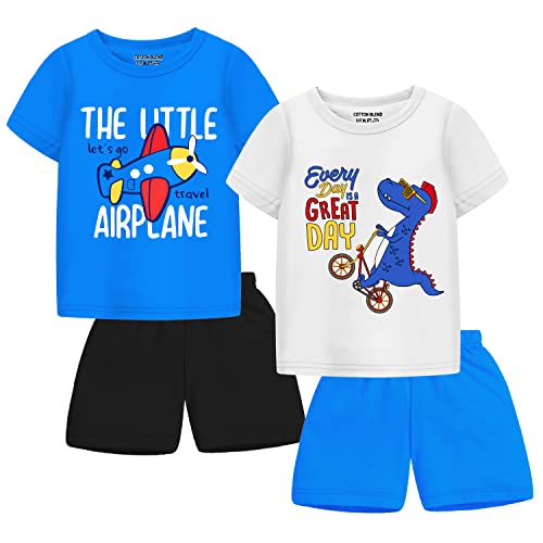 Image of Trampoline Boys Regular Fit T-Shirt and Shorts Set -Pack of 2