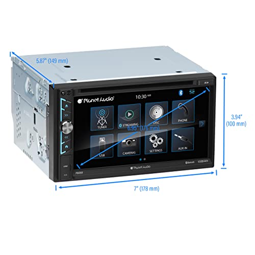 Planet Audio P9695B Car Stereo System - A-Link (Screen Mirroring), 6.95 Inch Double Din, Touchscreen, Bluetooth Audio And Calling Head Unit, Am/Fm Radio Receiver, Cd Player, Usb, Hook Up To Amplifier #TOP4