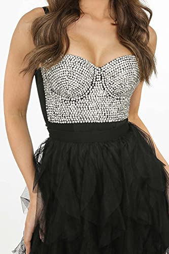 Atokiss Women's Handmade Rhinestone Shining Diamond Push Up Bustier Club Party Bra Cropped Top Vest #TOP1