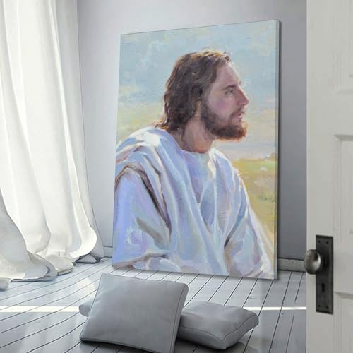 Poster chrétien de profil QXYUIN sur toile de 30x45cm avec cadre