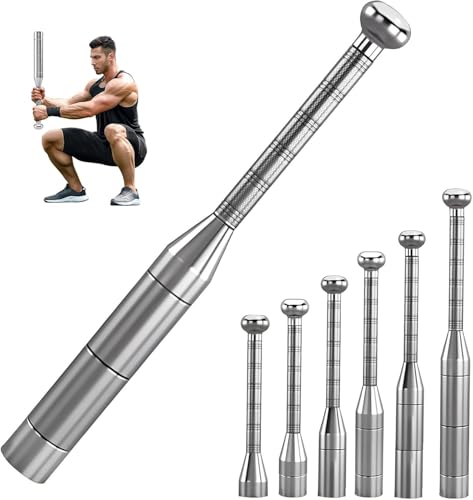 Motion Space Adjustable Macebell Clubbell for Strength Training, 6/8-in-1 Premium Steel Indian Club for Full Body, Muscles, Shoulder, Grips & Forearms Workouts to Stretching (Silver-17.5lbs)