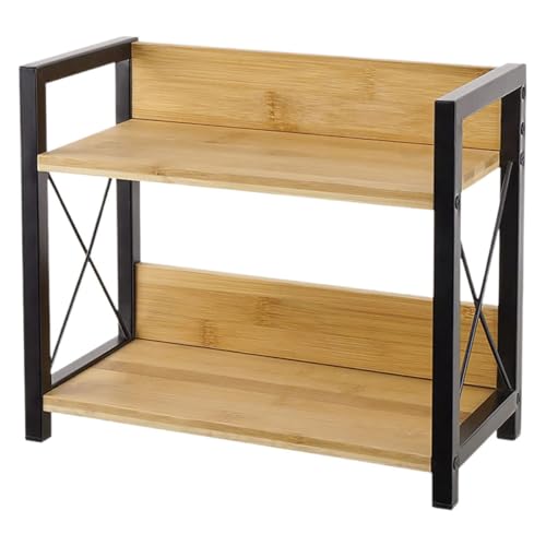 minkissy Estante de Madera de 2 Niveles para Cocina y Baño, Organizador Versátil para Especias y Accesorios, Adecuado para Encimeras en Apartamentos Pequeños