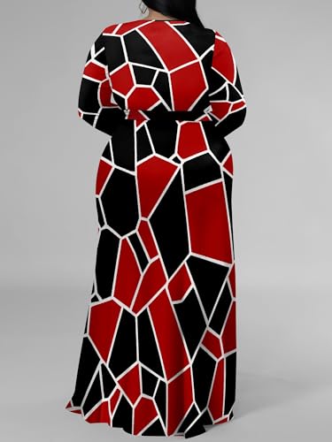 Image of PinkPatty Women's Plus Size Long Sleeve Maxi Dress Casual V Neck Slit Tie Waist Wrap Dresses for Party Cocktail