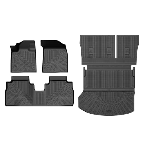 T TGBROS for Chevy Equinox EV Floor Mats 2024 2025 All-Weather Full Set Custom Fit TPE Liners Back Seat Protector Cargo Liner Trunk for Chevrolet Equinox EV Accessories 4PCS