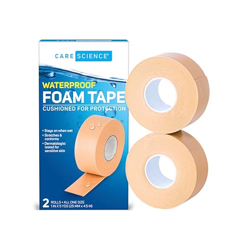 Care Science Tan Waterproof Foam Tape 2 Pack | Ideal for Medical Applications Securing Bandages Dressings and Other Medical Devices