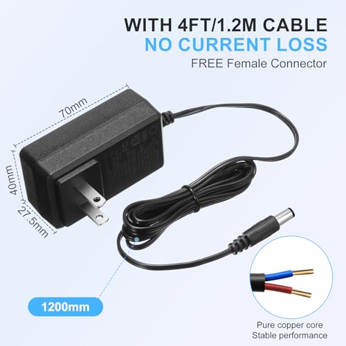 Image of Copkim 10 Pcs 12V Power Supply 12V DC 24W LED Light Adapter Switching Led Power Supply AC120V to DC12V Transformer with 5.5 /2.1 mm Female Barrel Connector for Strip Light(2A)