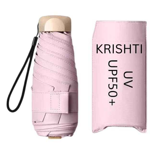 KRISHTI Compact Travel Umbrella – Portable Mini Folding Umbrella | Rain, Sun, Beach, | Golf – Elegant Slim Design Small Pocket Uv Protection – Lightweight Umbrella Girls Women