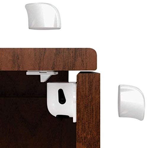 CHILD SAFETY CABINET LOCKS - 2018 Edition - By Magna Locks - Home Baby-proof Kit - Hidden Protection Design - Quick & Easy Installation With Template - (8 Lock + 2 Key Set)