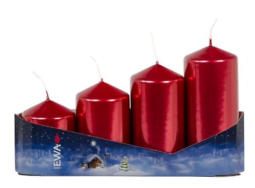 Ebersbacher Kerzenfabrik – 4er Tray Stumpenkerzen für Adventskranz...