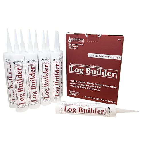 Sashco Log Builder Acrylic Latex Caulking Sealant, 30 oz Cartridge, Clear (Pack of 10)