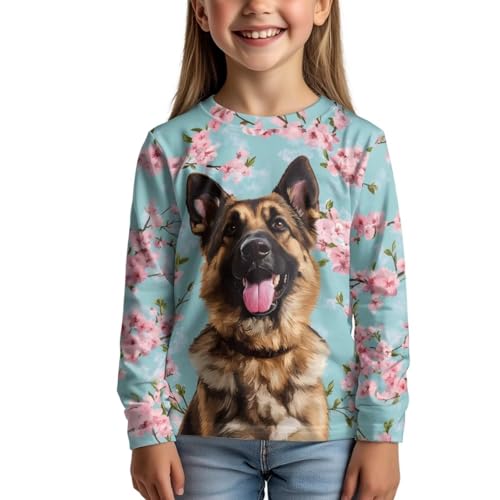 WELLFLYHOM Girls Pullover Top Long Sleeve Shirt Crewneck Graphic Tees Casual T-shirt 3-16T