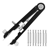 Chewtoyo Strumento per barra a molla, kit di strumenti per la riparazione di orologi in metallo con 8 perni, strumento di rimozione cinturino nero, lungo 10,4 cm, regolabile 0,24-0,98 pollici