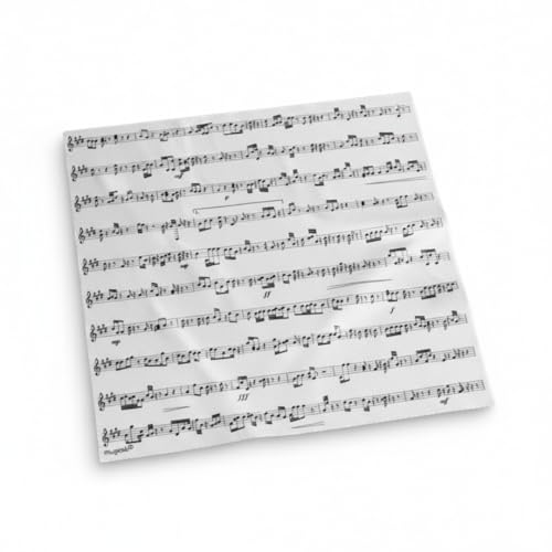 Mikrofasertuch für Musikinstrumente – Poliertuch 30 x 30 cm, Weiß, fusselfrei & streifenfrei, Notenlinien-Motiv, Putztuch auch für Brille & Display – Geschenk für Musiker