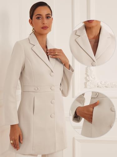 Allegra K Winter Coat for Women's 2024 Notched Lapel Single Breasted Button Down Outerwear Pea Coats2