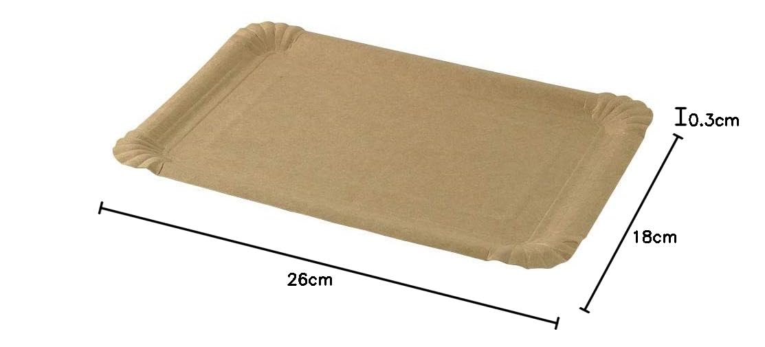 GREENBOX Take Away - Piatti Piani di Carta Marrone 18 x 26 cm, Piattini Usa e Getta in Cartone Duplex, Resistenti ai Grassi, Riciclabili e Biodegradabili, 250 Pezzi