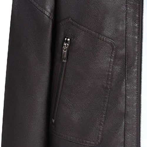Veste légère en cuir avec col roulé et poches zippées homme slim - 5